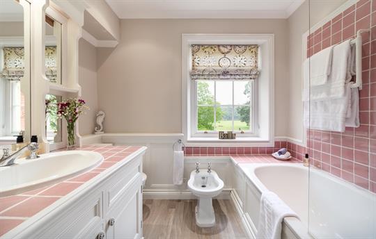 Full size bath + power shower over