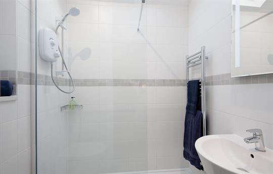 Wood Cottage walk in shower.