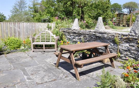 Slate flagstone patio garden