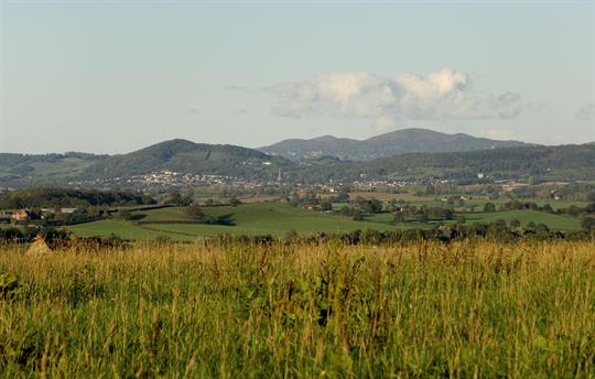 The view of Malverns from the top of the Drive