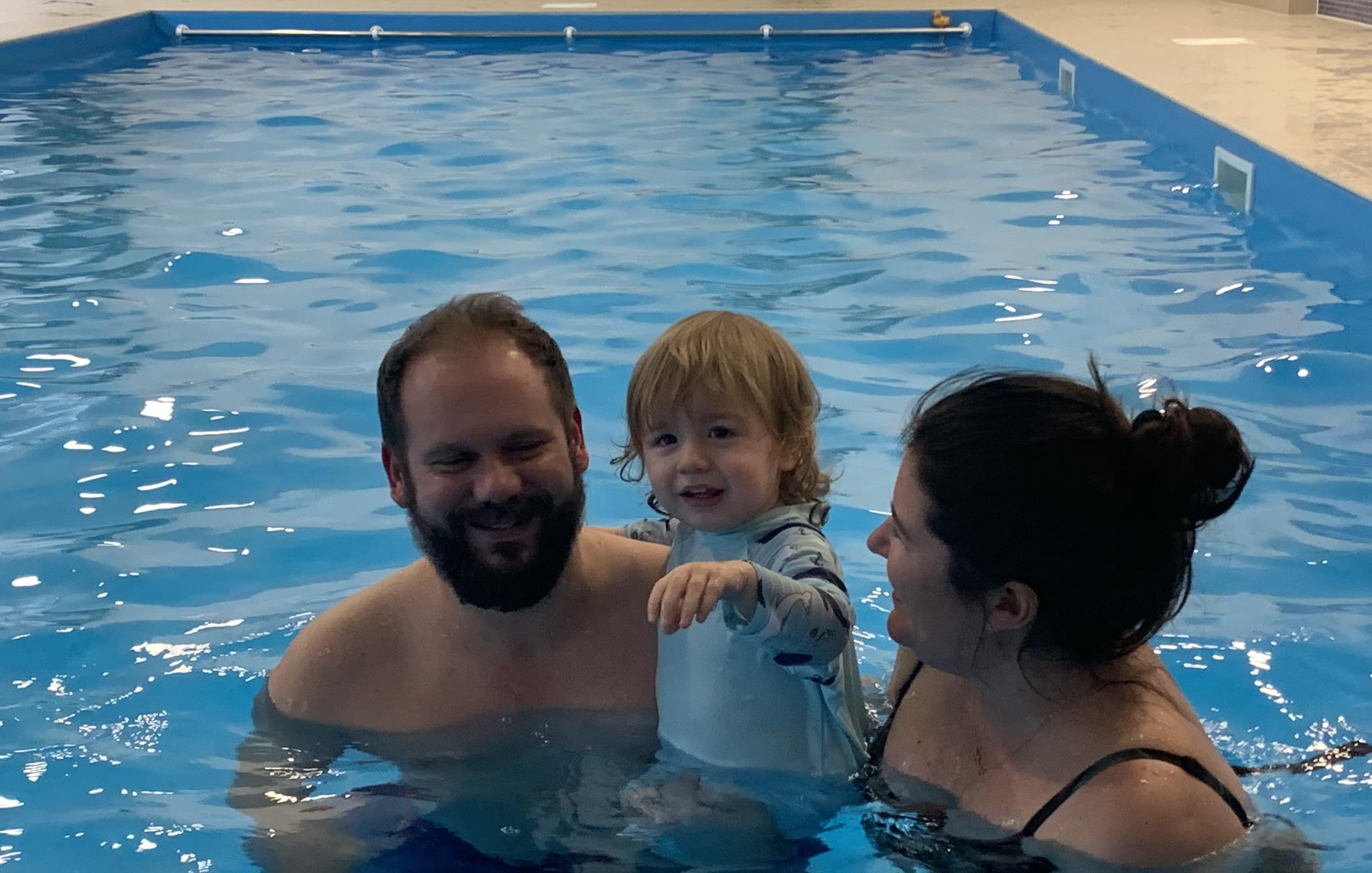 Family time in the pool