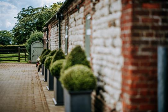 Planters at the top of the drive