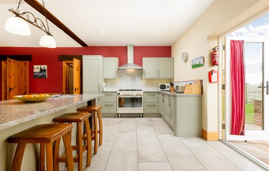 Kitchen with range oven