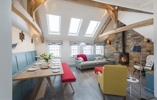 Living space and dining area