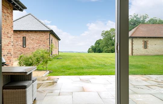 Patio with views over the extensive grounds