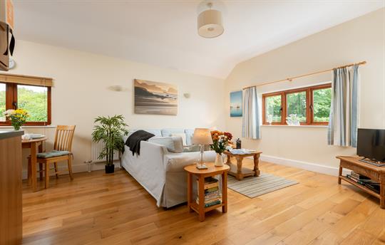 Sunny interior with views over the rolling fields