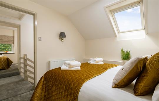 King bedroom with skylight