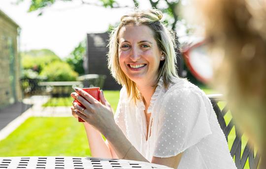 coffee on Hayloft patio
