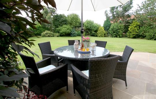 Garden and patio with rattan furniture