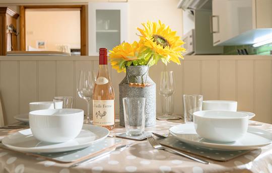 Bright and airy living room and dining area