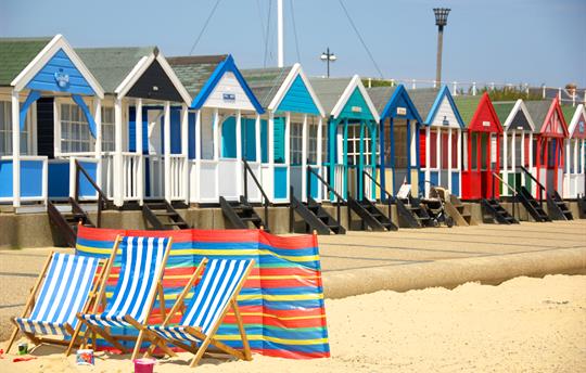 Southwold beach huts on the seafront