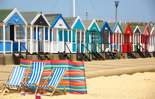 Southwold beach huts on the seafront