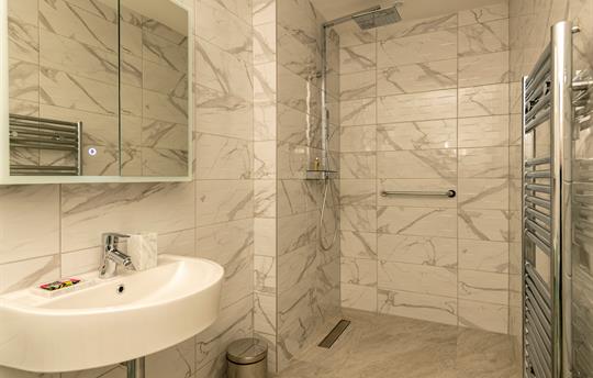 Wheel chair friendly bathroom downstairs bedroom