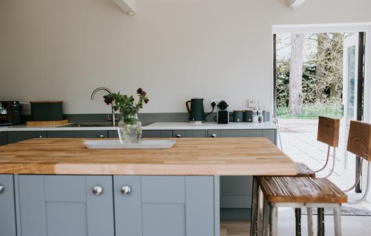 kitchen island and bar stools