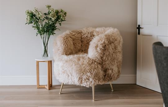 Fluffy armchair in master bedroom 