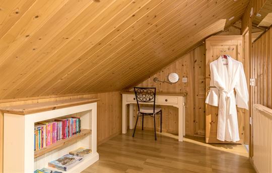 Upstairs combed ceiling bedroom
