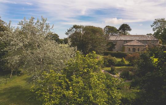View of buildings across from bog garden