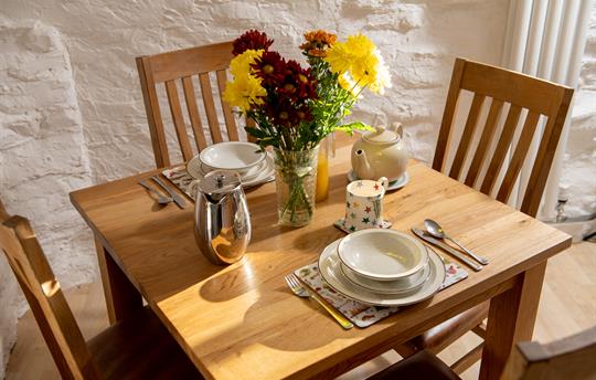 English oak table chairs for inside dining