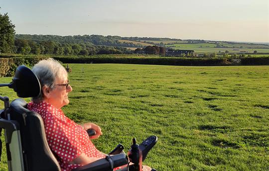 Mrs H enjoying the view from our meadow