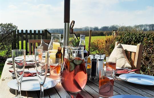 Al fresco dining in Early Mist garden
