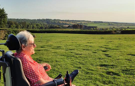 Mrs H enjoying the view from our meadow