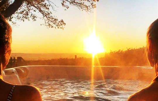 Sunset view from Hedgehunter hot tub