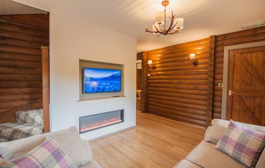Lounge with smart tv and electric fire