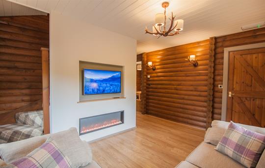 Lounge with smart tv and electric fire