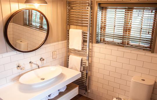 Bathroom with shower over bath