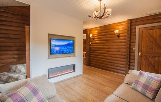 Lounge with smart tv and electric fire