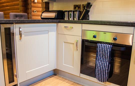 Fully fitted kitchen with wine fridge