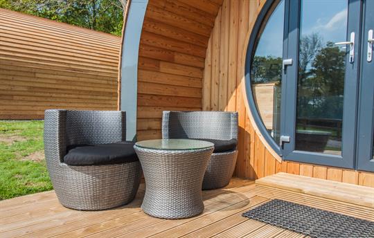 All glamping pods have outdoor seating