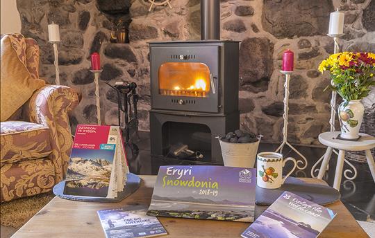 Relax by the fire and plan a day out in Snowdonia
