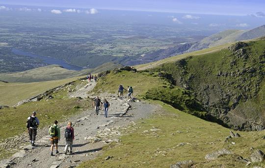 Walking towards the summit of Snowdon