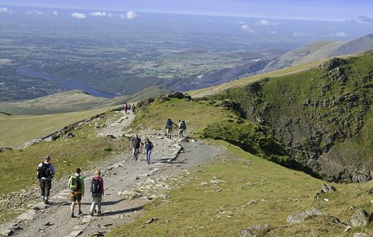 Walking towards the summit of Snowdon