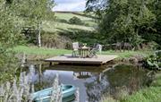Farmhouse boating pond w/ deck