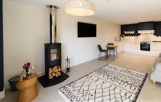 Cottage kitchen and wood burning stove