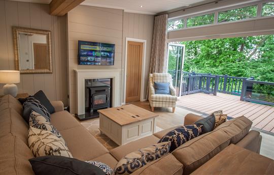 Large sofa with fabulous woodland views