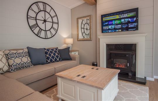 Electric stove and smart TV in Willow Lodge