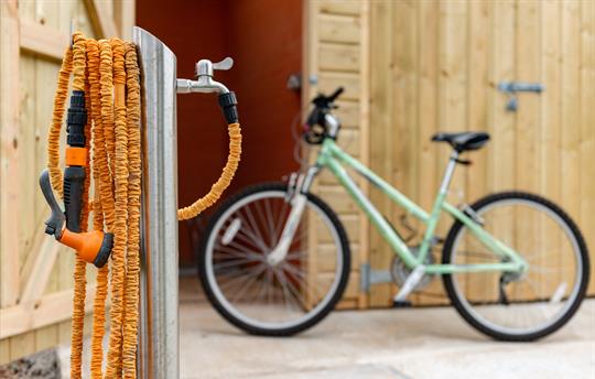 Storage for bikes and sports equipment.