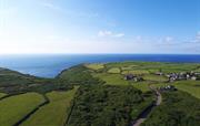 Aerial view of Porthmeor Cottages location