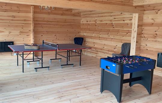 Table tennis table, table football, games field 