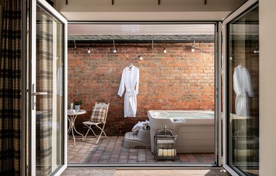 Hot tub and outdoor seating