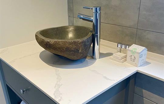 Bespoke bathroom - stone bowl and walk in shower
