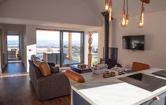 Bright warm space with large glass door