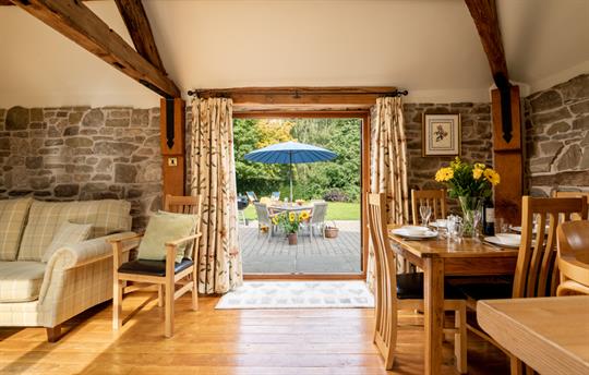 Dine with views of a spacious private garden