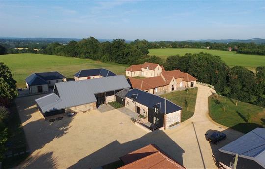 Aerial shot of Barrow Hill Barns