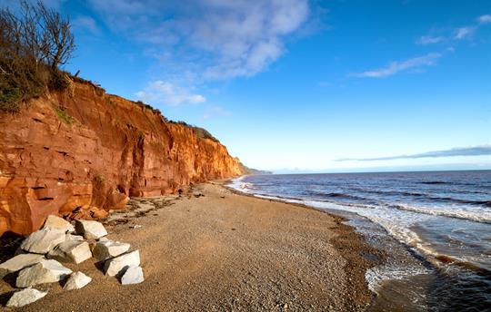 Red cliffs of Sidmouth's Jurassic Coastline