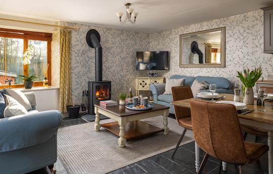 Lounge with woodburner