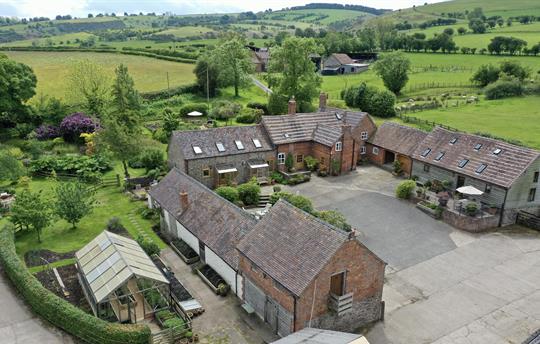 Aerial view of farm and kitchen garden